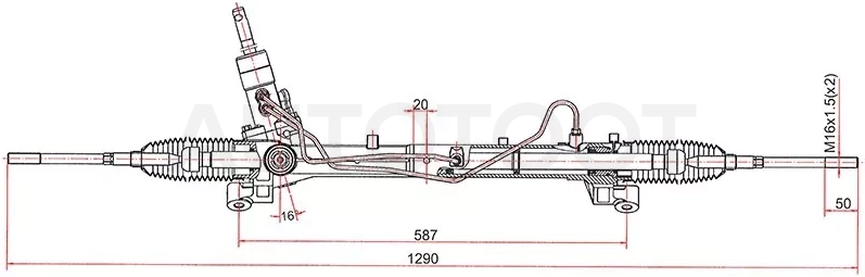 Рейка рулевая FORD FOCUS II 05-08/FOCUS III 11- (с ГУР)