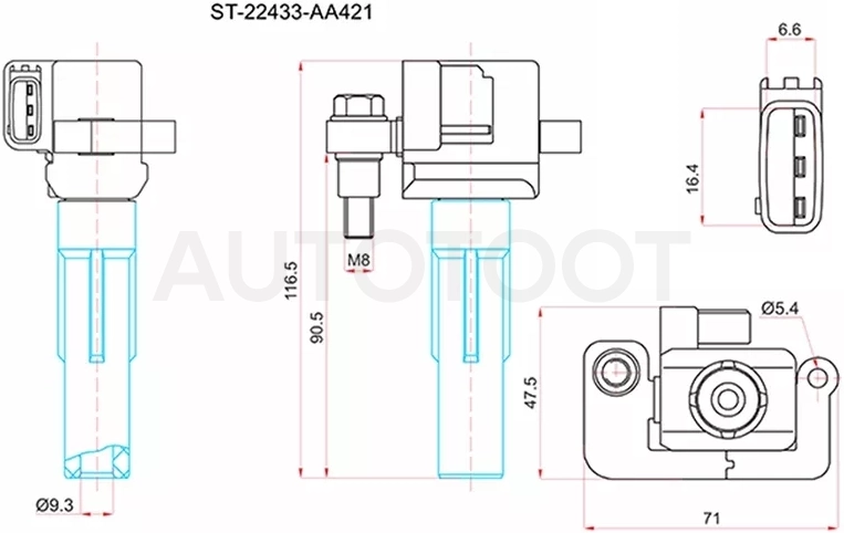 Катушка зажигания SUBARU FORESTER SF/SG/SH EJ20 97 - Артикул ST22433AA421 - Производитель Sat - Фото, Отзывы, Цены
