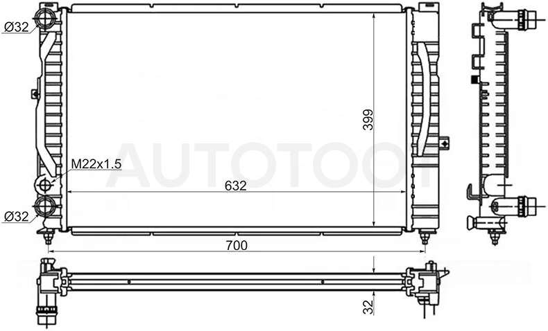 Радиатор охлаждения MT -SGVW0003MT Sat для VOLKSWAGEN PASSAT