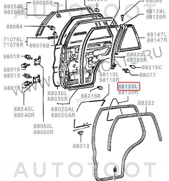 Стекло форточки (уголок) задней левой двери -  для MITSUBISHI LANCER
