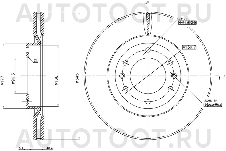 Диск тормозной (Спереди) Hyundai Staria 21 - Артикул ST250223 - Производитель Sat - Фото, Отзывы, Цены