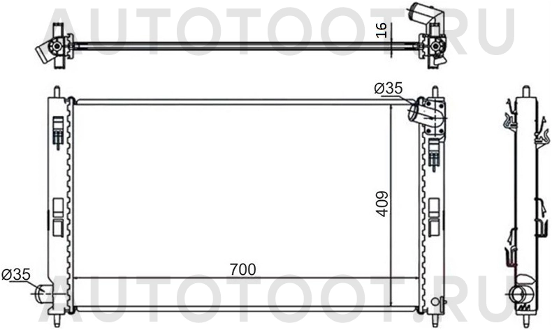 Радиатор охлаждения MT/CVT -MC008807 Sat для MITSUBISHI LANCER, MITSUBISHI ASX, MITSUBISHI OUTLANDER, CITROEN C-CROSSER