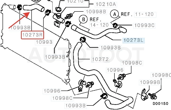 Патрубок радиатора верхний 1.5 / 1,6 -ST1370A121 Sat для MITSUBISHI LANCER