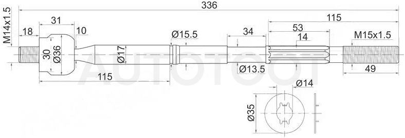 Тяга рулевая 2WD -ST4550329825 Sat для TOYOTA CALDINA, TOYOTA WISH