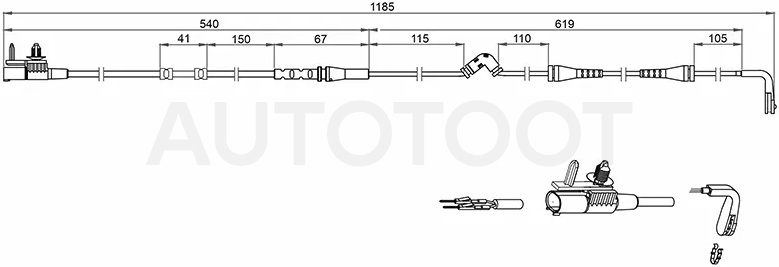 Датчик износа тормозных колодок перед LAND ROVER DISCOVERY SPORT 11-/RANGE ROVER EVOQUE 11-18