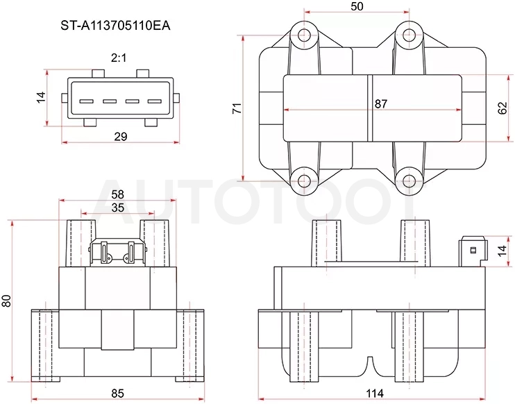 Катушка зажигания GEELY MK/MR/OTAKA - Артикул STA113705110EA - Производитель Sat - Фото, Отзывы, Цены