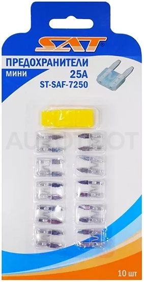 Предохранитель мини 25А (10 штук) - Артикул STSAF7250 - Производитель Sat - Фото, Отзывы, Цены