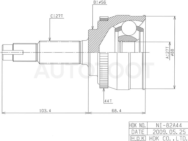 Шрус (Спереди/ Наруж) Nissan Almera 95-00 / Serena 99-05 / Avenir 98-05 / Bassara 99-03