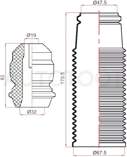 Пыльник стойки Chevrolet Aveo 02-11 / Ford Fiesta 02-08 - Артикул ST4833121MM - Производитель Sat - Фото, Отзывы, Цены