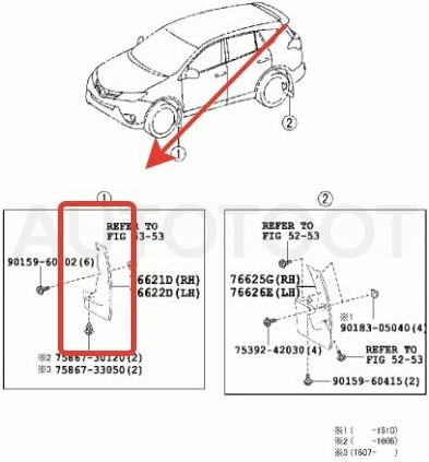Брызговик передний правый -ST230326 Sat для TOYOTA RAV4