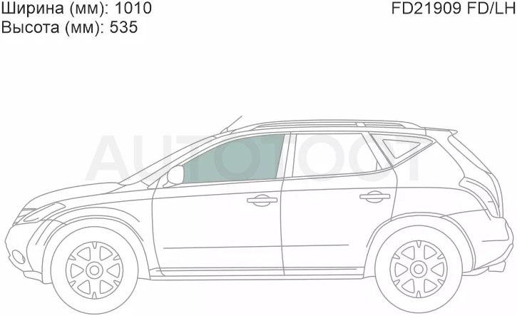 Стекло боковое опускное (Спереди/ Слева/ Цвет зеленый) Nissan Murano 02-08