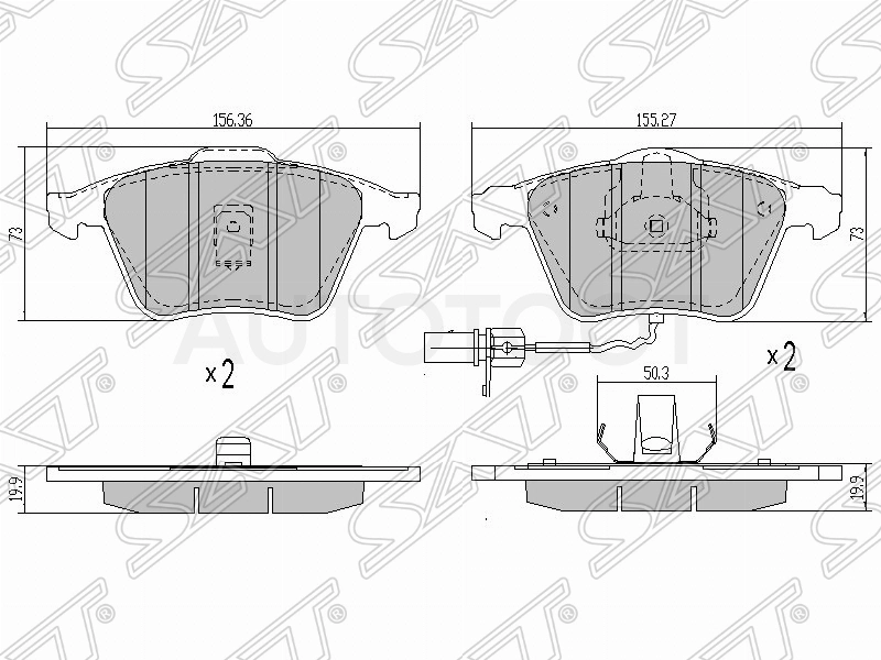Колодки тормозные передние -ST8E0698151G Sat для AUDI A4, AUDI A6