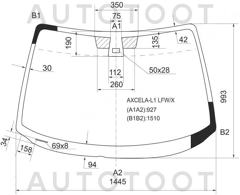 Стекло лобовое в клей -  для MAZDA 3 (AXELA)