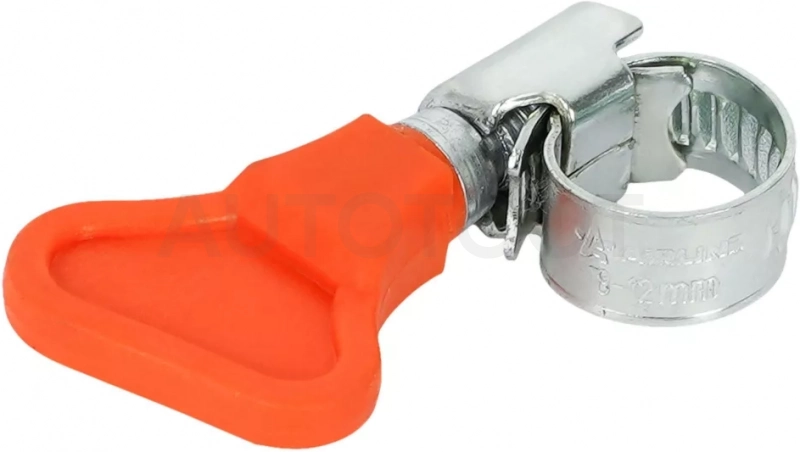 Хомут червячный 8-12/9мм с ключом, стандарт, W1(оцинк.)