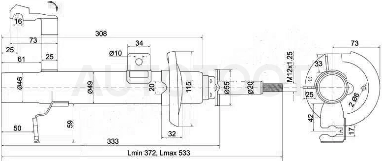 Амортизатор передний правый -STD35034700C Sat для FORD FIESTA, MAZDA 2 (DEMIO), FORD FUSION