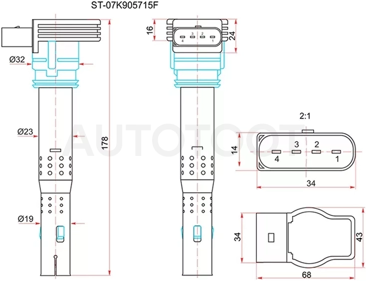 Катушка зажигания VAG A1/A3/A5/A6/Q5/OCTAVIA/SUPERB/YETI/GOLF/PASSAT/TIGUAN