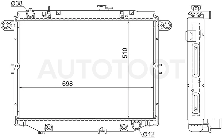 Радиатор Toyota Land Cruiser (J100) 98-07 / Lexus LX 98-07 / Toyota Land Cruiser Cygnus 98-07