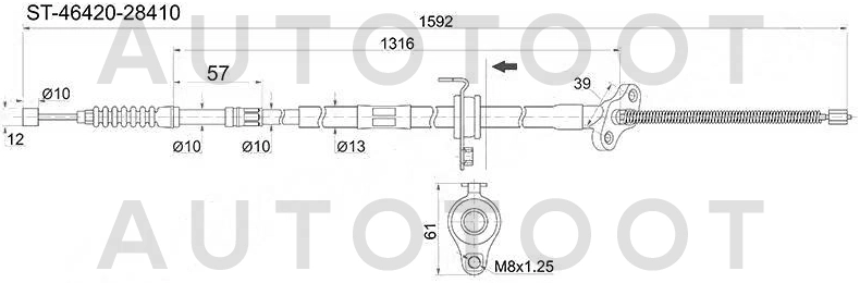 Трос ручника правый 4WD -ST4642028410 Sat для TOYOTA LITE ACE NOAH