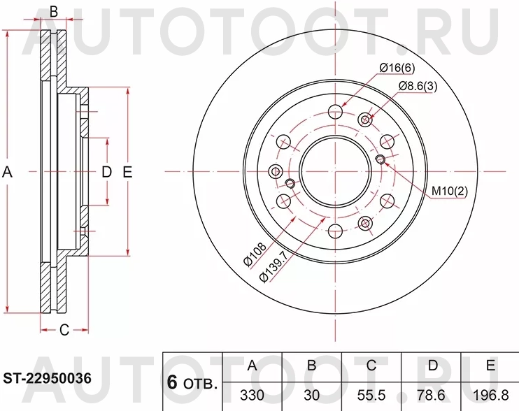 Диск тормозной (Перед) Chevrolet Tahoe 06-21 / Cadillac Escalade 06-15 - Артикул ST22950036 - Производитель Sat - Фото, Отзывы, Цены