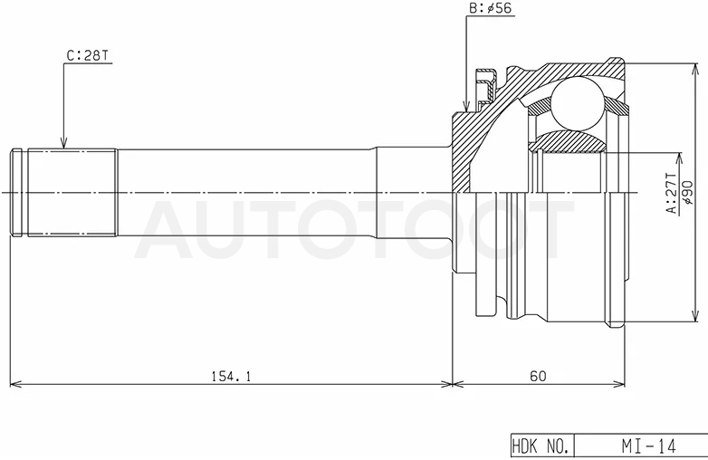 Шрус (Спереди/ Наруж) Mitsubishi Delica 90-99 / L200 86-06 / Pajero 81-00 / Pajero Sport 96-08