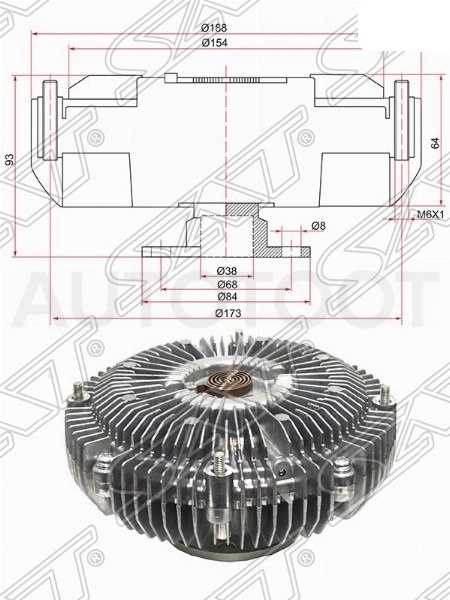 Вискомуфта 1UR,3UR -ST1621038071 Sat для LEXUS LX570, TOYOTA SEQUOIA, TOYOTA TUNDRA, TOYOTA LAND CRUISER