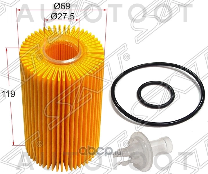 Фильтр масляный (картридж)1VDFTV, 3UR-FE -JFM0043 Just Drive для LEXUS LX570, TOYOTA LAND CRUISER, TOYOTA SEQUOIA, TOYOTA TUNDRA