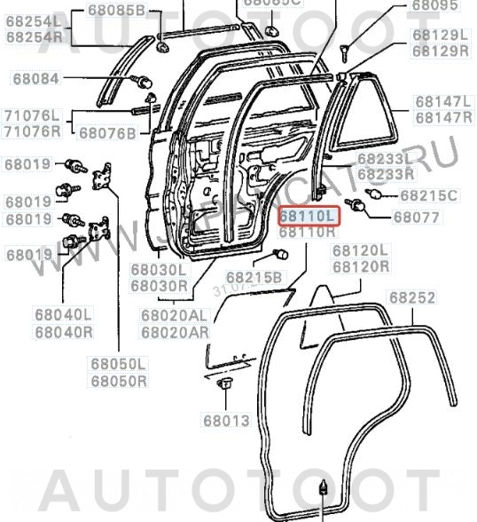 Стекло заднее левое опускное -  для MITSUBISHI LANCER