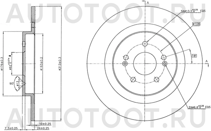 Диск тормозной (Сзади) Chery Tiggo 4 17-23 / Tiggo 8 19-22 - Артикул ST250047 - Производитель Sat - Фото, Отзывы, Цены