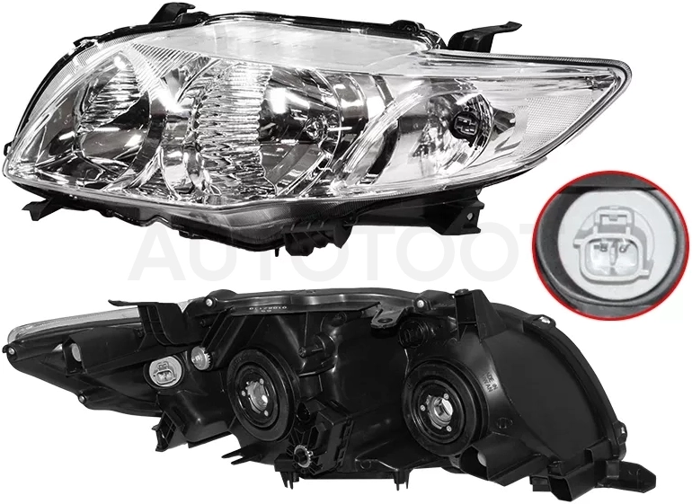 Фара Toyota Corolla (E150) 06-10 (Слева/ Галоген/ С электрокорректором)