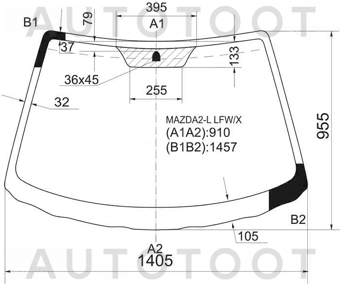 Стекло лобовое в клей -  для MAZDA 2 (DEMIO)