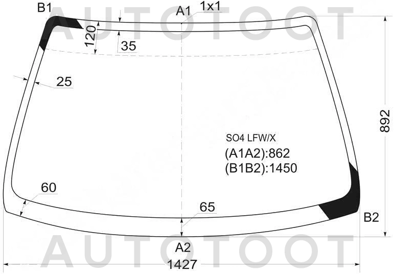 Стекло лобовое в клей -  для HONDA CIVIC, HONDA DOMANI