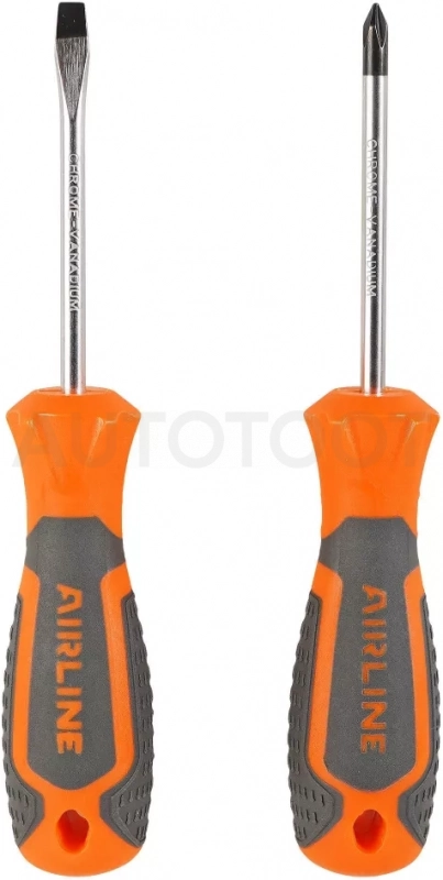 Набор отвёрток 2 пр. (SL5x75mm, PH1x75mm), пласт.подвес - Артикул ATAU008 - Производитель Airline - Фото, Отзывы, Цены