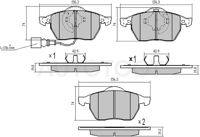 Колодки тормозные передние (тип 1) -ST1J0698151M Sat для AUDI A3