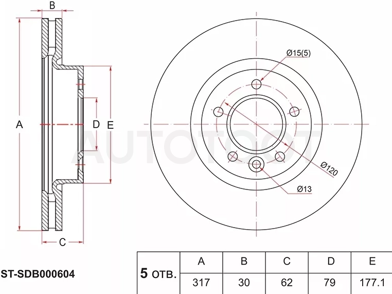 Диск тормозной (Перед) Land Rover Discovery 04-17 / Range Rover Sport 05-13