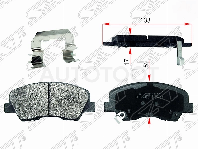 Колодки тормозные передние -ST58101H5A25 Sat для KIA RIO, HYUNDAI SOLARIS, HYUNDAI CRETA