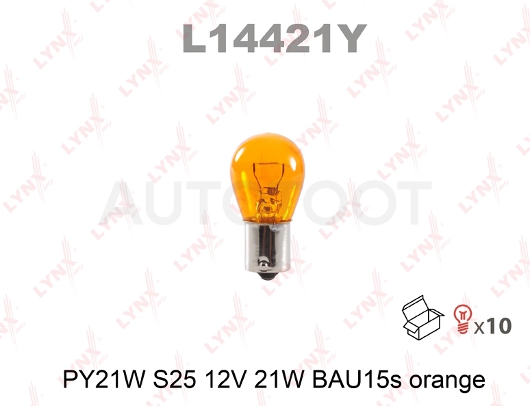 Лампа PY21W 12V BAU15S ORANGE LYNXauto
