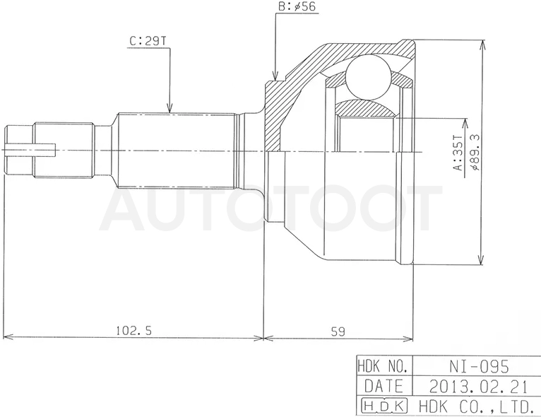 Шрус (Спереди/ Наруж) Nissan Qashqai 06-13 / X-Trail 07-15 / Dualis 07-14 / Qashqai+2 08-14