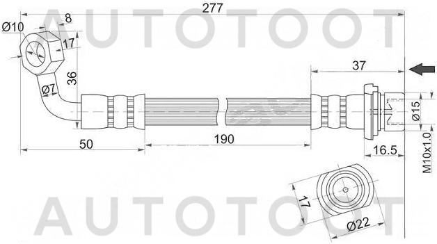 Шланг тормозной задний правый -ST9094702F23 Sat для TOYOTA LAND CRUISER PRADO