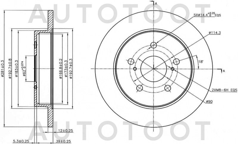 Диск тормозной задний -ST4243178010 Sat для TOYOTA CAMRY, TOYOTA RAV4, LEXUS NX