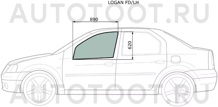 Стекло переднее левое опускное -  для RENAULT LOGAN