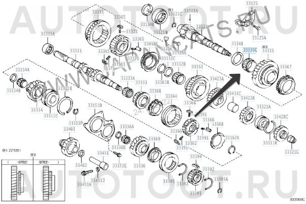 Подшипник вала вторичного (см. схему)  МКПП 1/3ZZ -  для TOYOTA AVENSIS