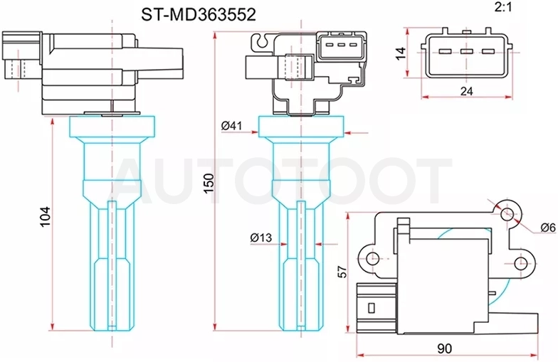 Катушка зажигания MITSUBISH AIRTREK/OUTLADER CU2W 02-06/RVR N73WG 97-02 4G63 - Артикул STMD363552 - Производитель Sat - Фото, Отзывы, Цены