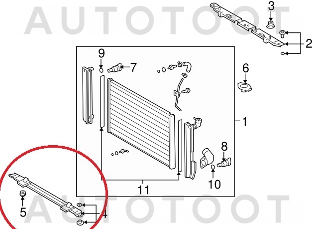 Кронштейн радиатора нижний -  для LEXUS RX300, LEXUS RX330, LEXUS RX350, LEXUS RX400