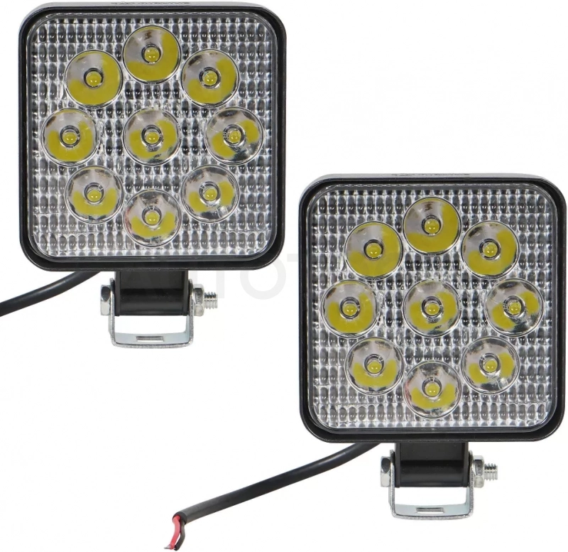 Фара светодиод. квадратная, 9LED, направленный свет, 9Вт, 83х83х22мм, 12В, кмпл. 2шт., STANDART