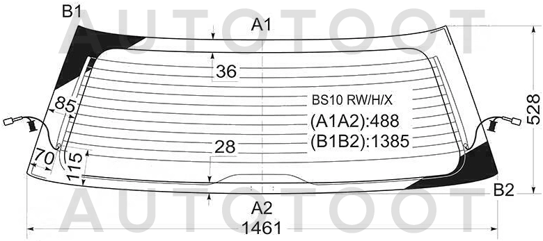 Стекло заднее (крышка багажника) с обогревом -  для TOYOTA IPSUM, TOYOTA PICNIC