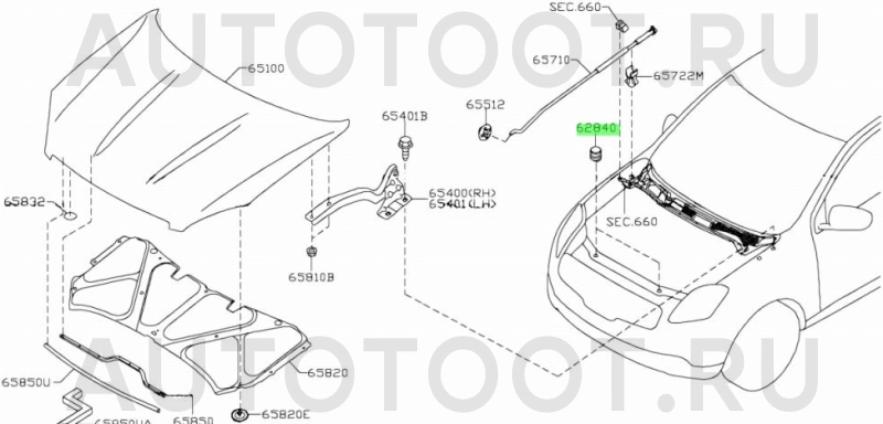 Ограничитель капота -NDJ10 Febest для NISSAN QASHQAI, NISSAN ALMERA, NISSAN BLUEBIRD SYLPHY, NISSAN SUNNY