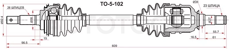 Привод в сборе FR LH TOYOTA COROLLA AE1## 4/5AFE/CALDINA 7AFE 96-02/CORONA 4/5/7AFE 92-01 с ABS