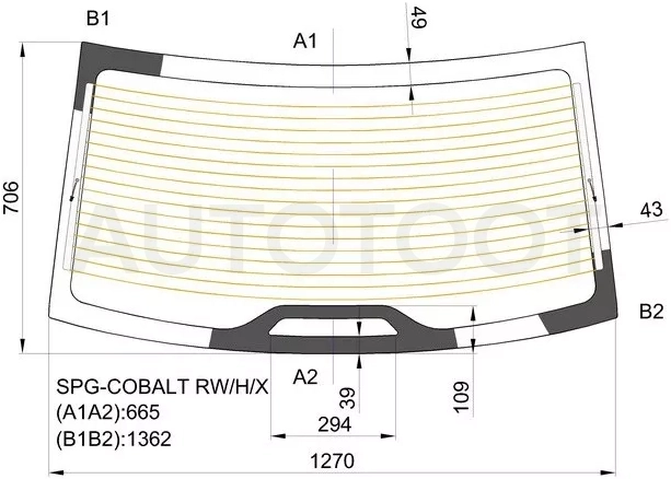 Стекло заднее (Цвет зеленый/ Обогрев) Chevrolet Cobalt 13- / Ravon R4 16-20 - Артикул SPGCOBALTRWHX - Производитель Sat - Фото, Отзывы, Цены