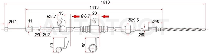 Трос ручника правый -4VB2210 Tsk для MITSUBISHI LANCER