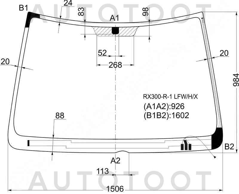 Стекло лобовое с обогревом щеток в клей -  для TOYOTA HARRIER